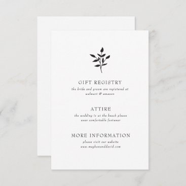 Simple Minimal Elegant Modern Botanical Wedding Enclosure Card