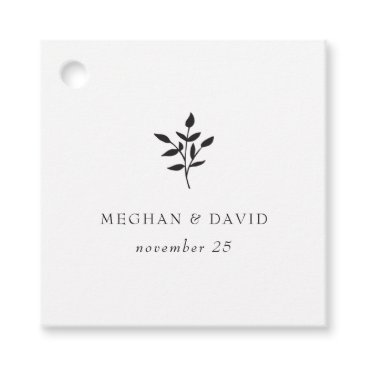 Simple Minimal Elegant Modern Botanical Wedding Favor Tags