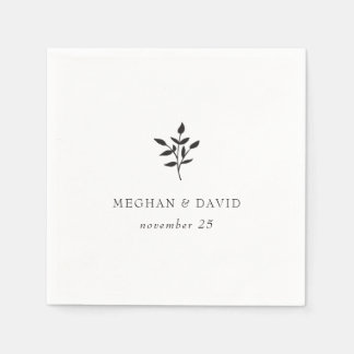 Simple Minimal Elegant Modern Botanical Wedding Napkins