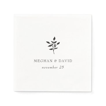 Simple Minimal Elegant Modern Botanical Wedding Napkins