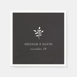 Simple Minimal Elegant Modern Botanical Wedding Napkins