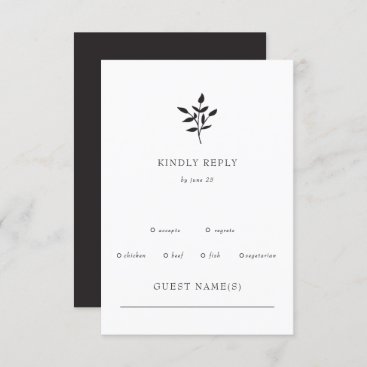 Simple Minimal Elegant Modern Botanical Wedding RSVP Card