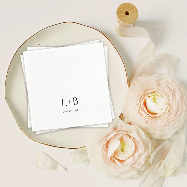 Simple Minimal Elegant Monogram Initials Wedding Napkins (Creator Uploaded)