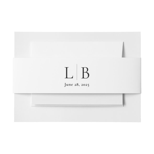 Simple Minimal Elegant Monogram Wedding Invitation Belly Band (Front Example)