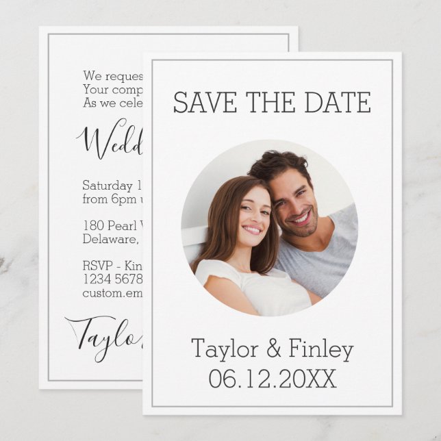  Simple Minimal Elegant Personalized Photo Wedding Invitation (Front/Back)