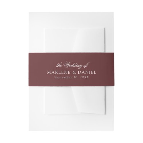 Simple Minimal Elegant Red Burgundy Formal Wedding Invitation Belly Band