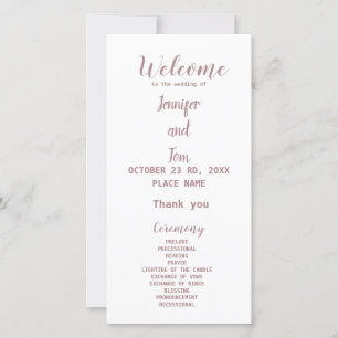 simple minimal elegant rose gold wedding program