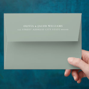 Simple Minimal Elegant Sage Green Return Address Envelope