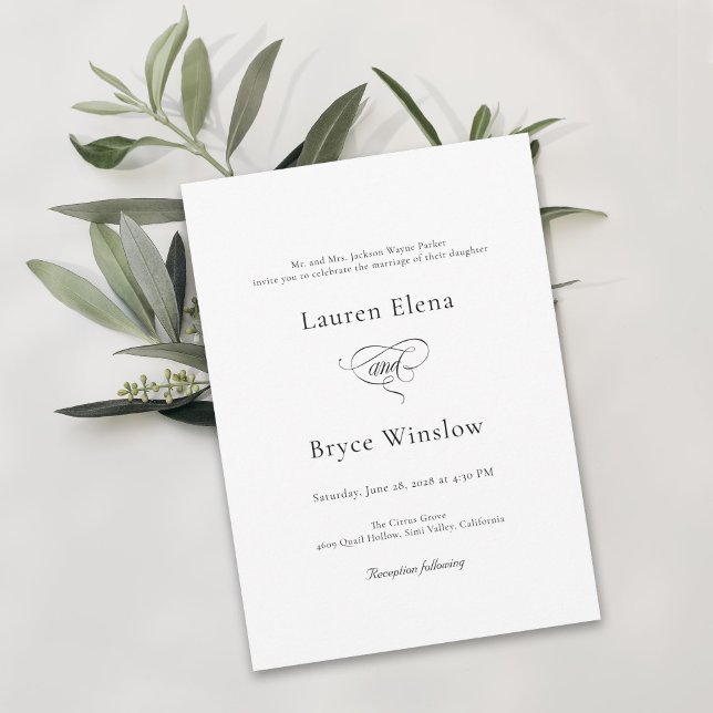 Simple Minimal Elegant White Wedding Invitation (Creator Uploaded)