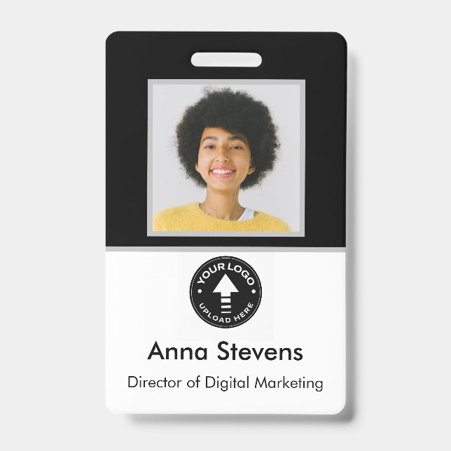 Simple Minimal Employee Badge QR and Barcode (Front)