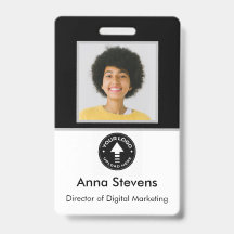 Simple Minimal Employee Badge QR and Barcode