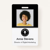 Simple Minimal Employee Badge QR and Barcode