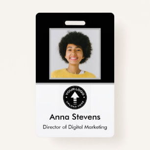 Simple Minimal Employee Badge QR and Barcode