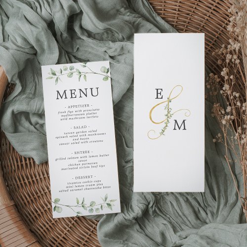 Simple Minimal Eucalyptus Botanical Wedding  Menu