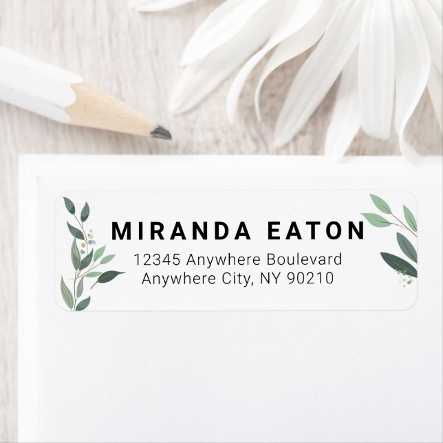 Simple Minimal Eucalyptus Greenery Return Address Label (Insitu)