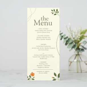 Simple Minimal Eucalyptus Leaves Greenery Dinner Menu