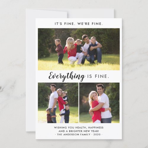 Simple Minimal Everything is Fine Christmas Photo Holiday Card