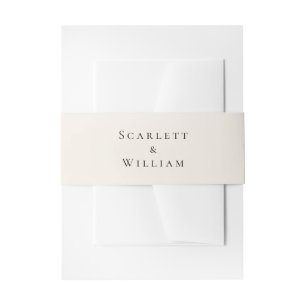 Simple Minimal Fall Leaf Cream Wedding Invitation Belly Band