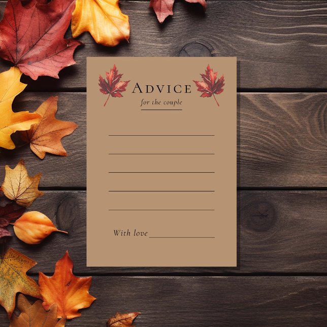 Simple Minimal Fall Leaf Terracotta Wedding Advice Card (Creator Uploaded)
