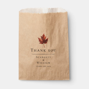 Simple Minimal Fall Leaf Terracotta Wedding Favor Bag