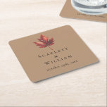 Simple Minimal Fall Leaf Terracotta Wedding Square Paper Coaster<br><div class="desc">This simple minimal fall leaf terracotta wedding square paper coaster is inspired by the delicate elegance of nature's transition, with a rustic and simple charm that captures the essence of fall. This design features a minimalist boho maple leaf, on a terracotta background. Each piece in this collection invites you to...</div>