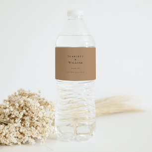 Simple Minimal Fall Leaf Terracotta Wedding Water Bottle Label