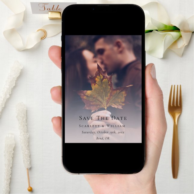 Simple Minimal Fall Sage Green Wedding Photo Save The Date (Front Digital)