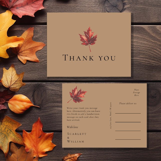 Simple Minimal Fall Terracotta Wedding Thank You Postcard (Creator Uploaded)
