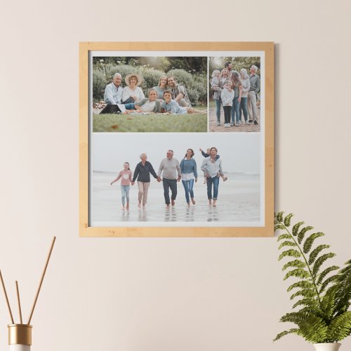 Simple minimal Family Collage 3 photos  Framed Art