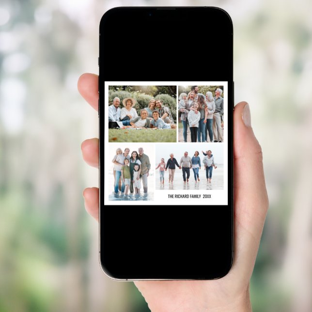 Simple minimal Family Collage 4 photos and text  Framed Art (Front Digital)