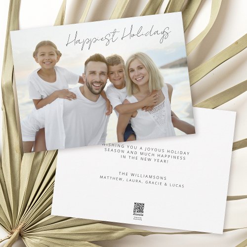 Simple Minimal Family Photo Merriest Christmas  Holiday Card