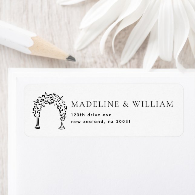Simple Minimal Floral Arch Wedding Return Address Label (Insitu)