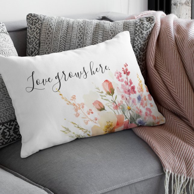 Simple Minimal Floral Love Grows Accent Pillow (Creator Uploaded)