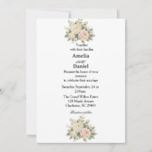 Simple Minimal Floral Wedding Invitation
