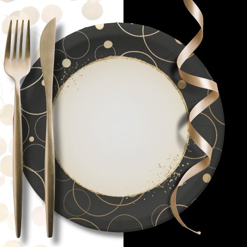 Simple Minimal for Her Dramatic Gold Black Circle Paper Plates