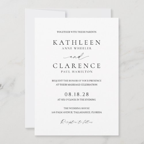 Simple Minimal Formal Classic QR Code Wedding Invitation