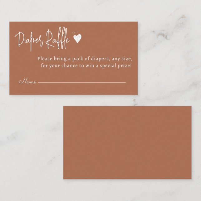 Simple Minimal Gender Neutral Diaper Raffle  Enclosure Card (Front/Back)