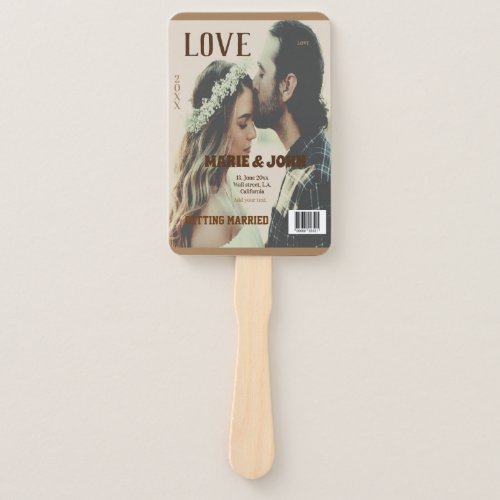 simple minimal getting married love magazine cover hand fan