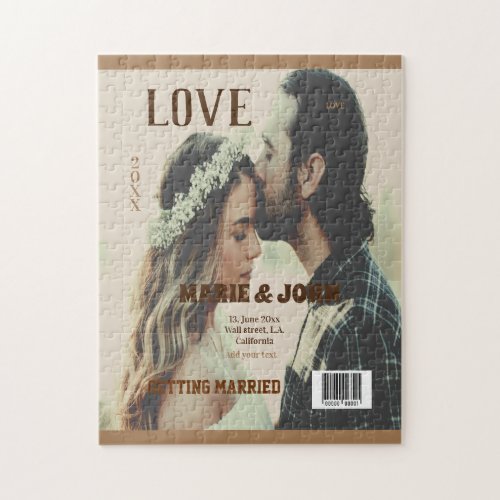 simple minimal getting married love magazine cover jigsaw puzzle