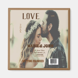 simple minimal getting married love magazine cover magnet