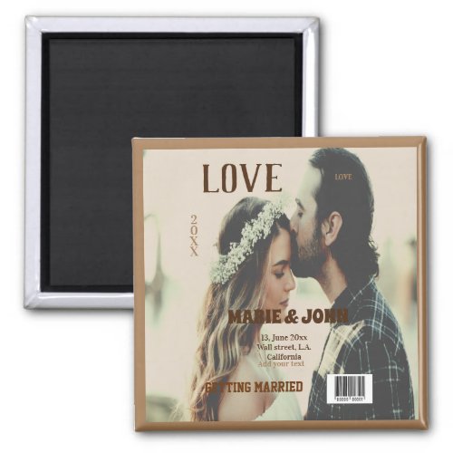 simple minimal getting married love magazine cover magnet