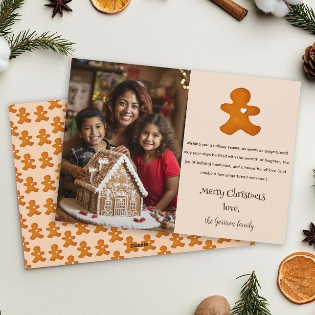 Simple Minimal Gingerbread Man Fun Photo Christmas Holiday Card (Creator Uploaded)