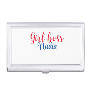 simple minimal girl boss add name text image busin business card case