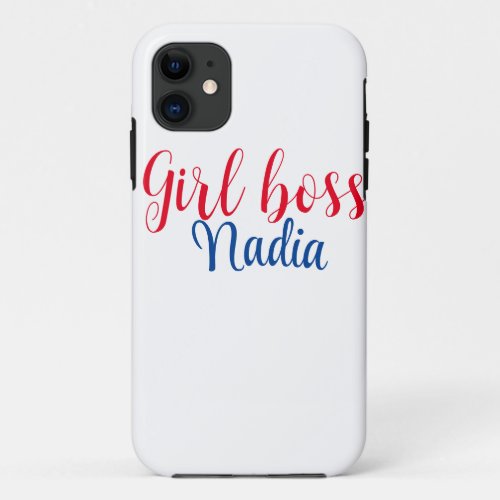 simple minimal girl boss add name text image busin iPhone 11 case