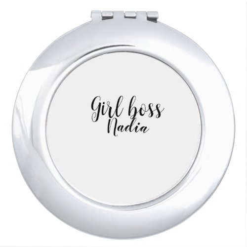 simple minimal girl boss add name text image busin compact mirror