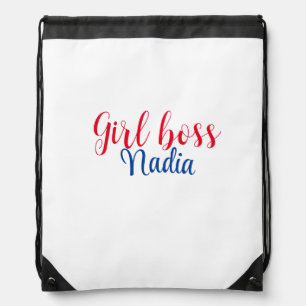 simple minimal girl boss add name text image busin drawstring bag