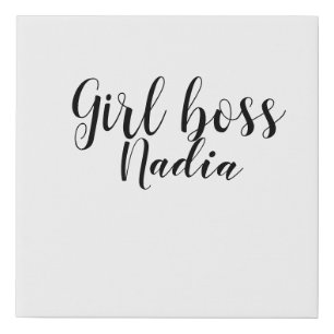 simple minimal girl boss add name text image busin faux canvas print