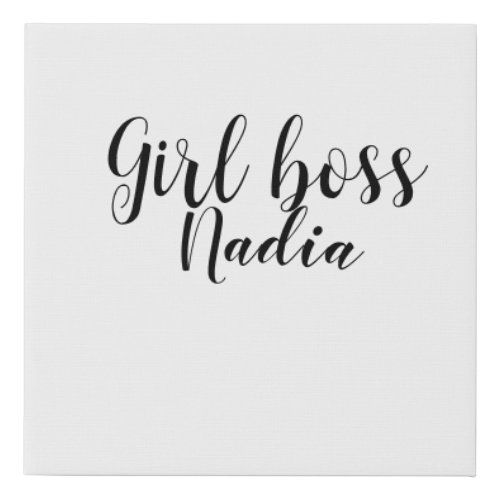 simple minimal girl boss add name text image busin faux canvas print