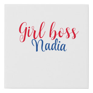 simple minimal girl boss add name text image busin faux canvas print