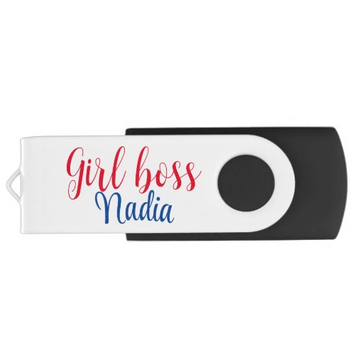 simple minimal girl boss add name text image busin flash drive